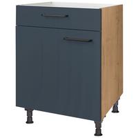 Kochfeldumbauschrank Easytouch Blau - Blau/Eichefarben, MODERN, Holzwerkstoff/Metall (60/87/56cm) - Nobilia