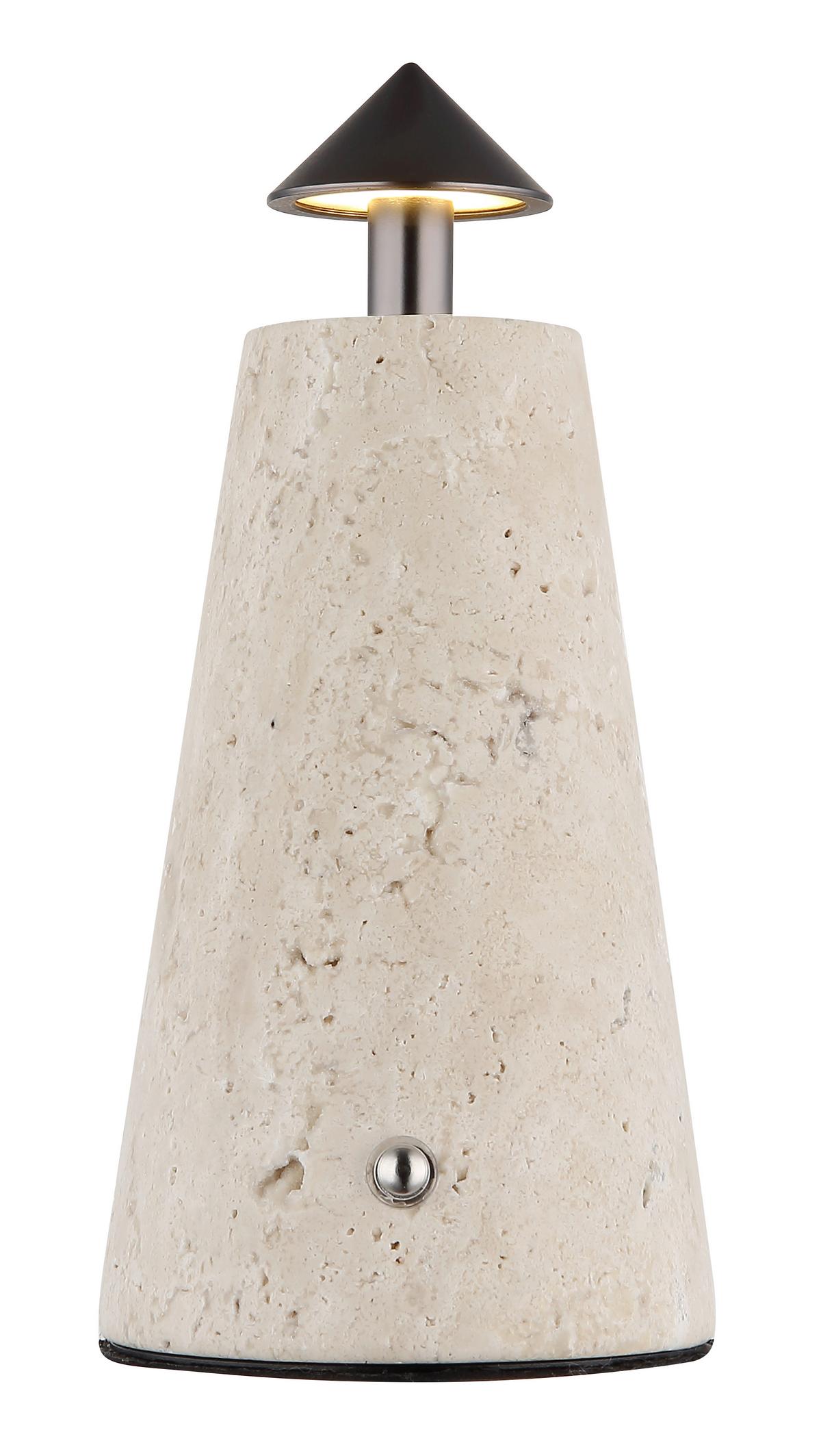 AKKU-TISCHLEUCHTE 21037G LIVA - Weiss/Schwarzchrom, Design, Kunststoff/Stein (9/19cm) - Globo