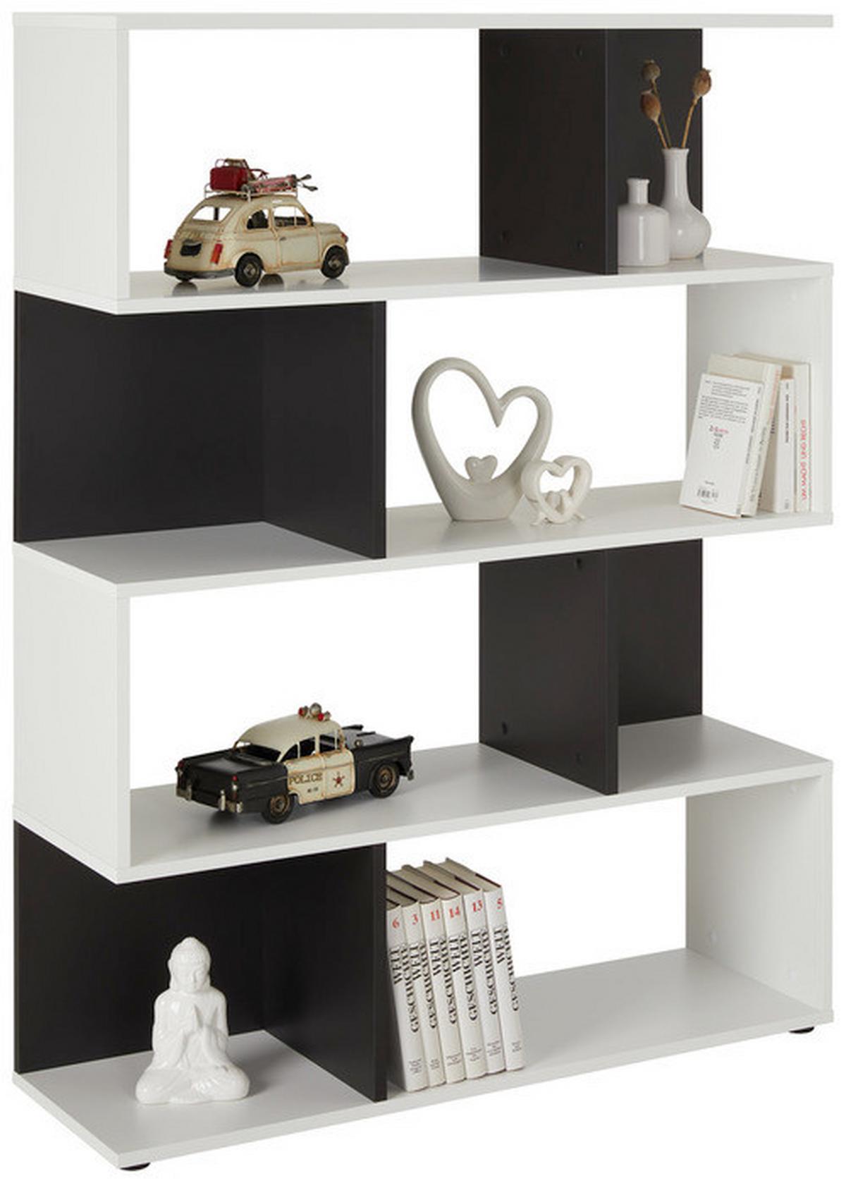 étagère in Grau - Weiss/Schwarz, Modern, Holzwerkstoff/Kunststoff (105/145/33cm) - Mömax