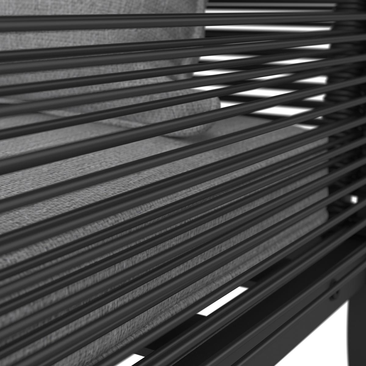Loungegarnitur Paulina Hellgr. Metall/Textil - Hellgrau/Schwarz, Modern, Glas/Kunststoff (106/74/70,5cm) - Bessagi Garden
