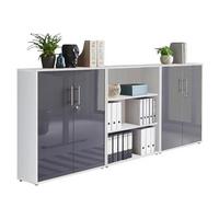 Aktenschrank Office Edition Sw Set 9 Weiß/Anthrazit - Anthrazit Hochglanz/Weiß, MODERN, Holzwerkstoff (253,2/113,6/33cm) - MID.YOU