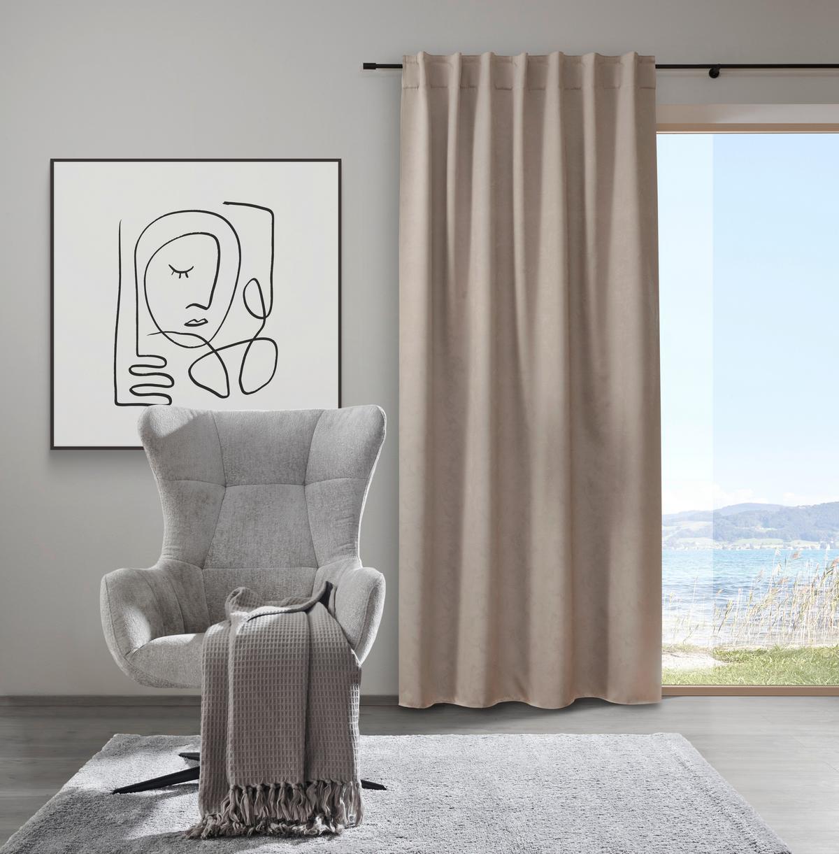 Zatemnitvena Zavesa Alva - rjavosiva, Moderno, tekstil (140/245cm) - Premium Living