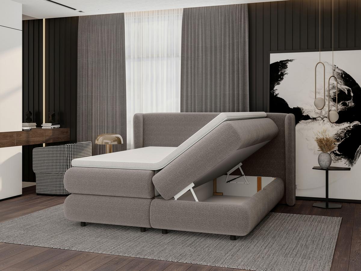 Boxspring Krevet Elodie - crna/taupe, Konvencionalno, tekstil/plastika (160/200cm) - Premium Living