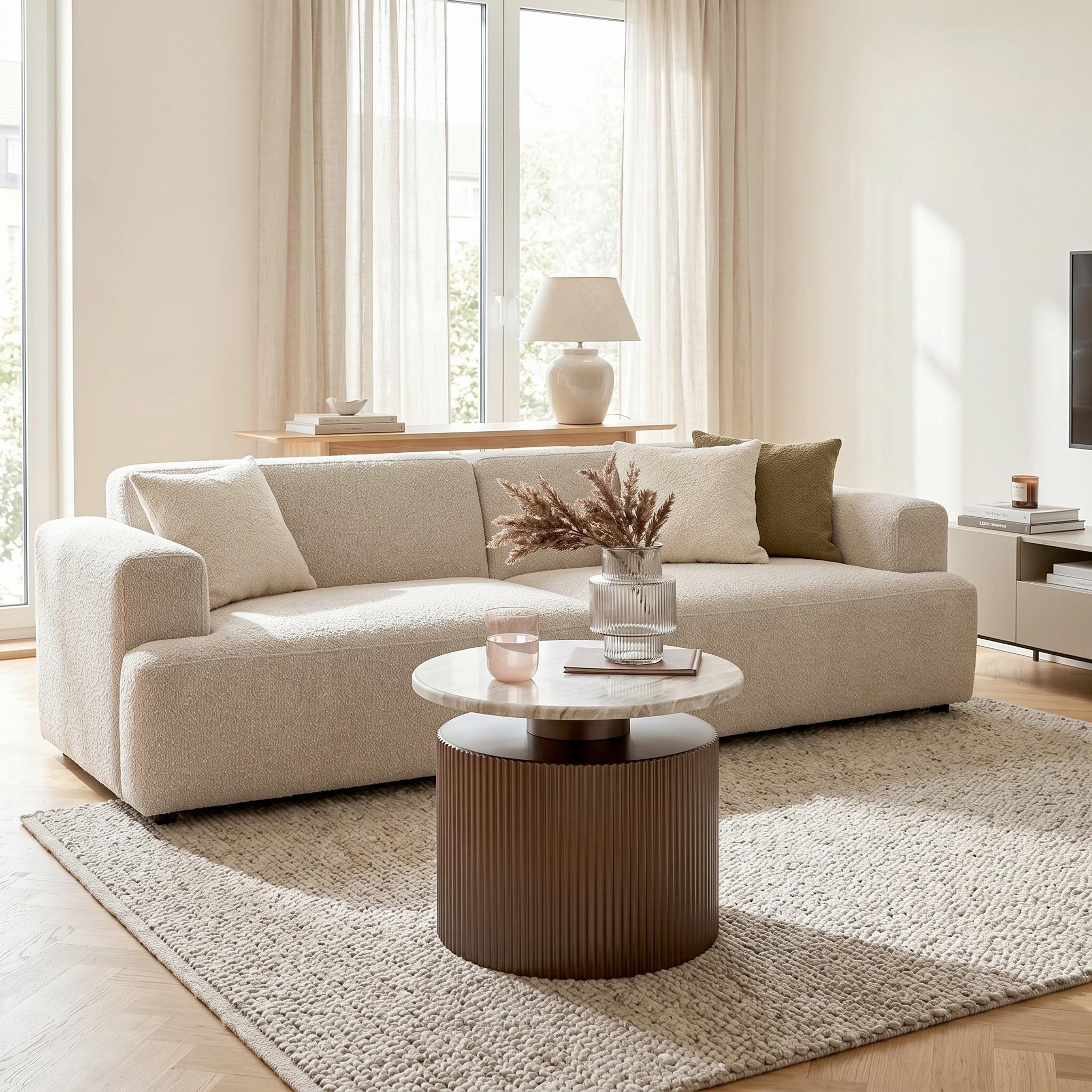SOFFBORD SOLCO -TREND- - bronsfärgad/naturfärgad, Lifestyle, metall/trämaterial (46/41cm) - Premium Living