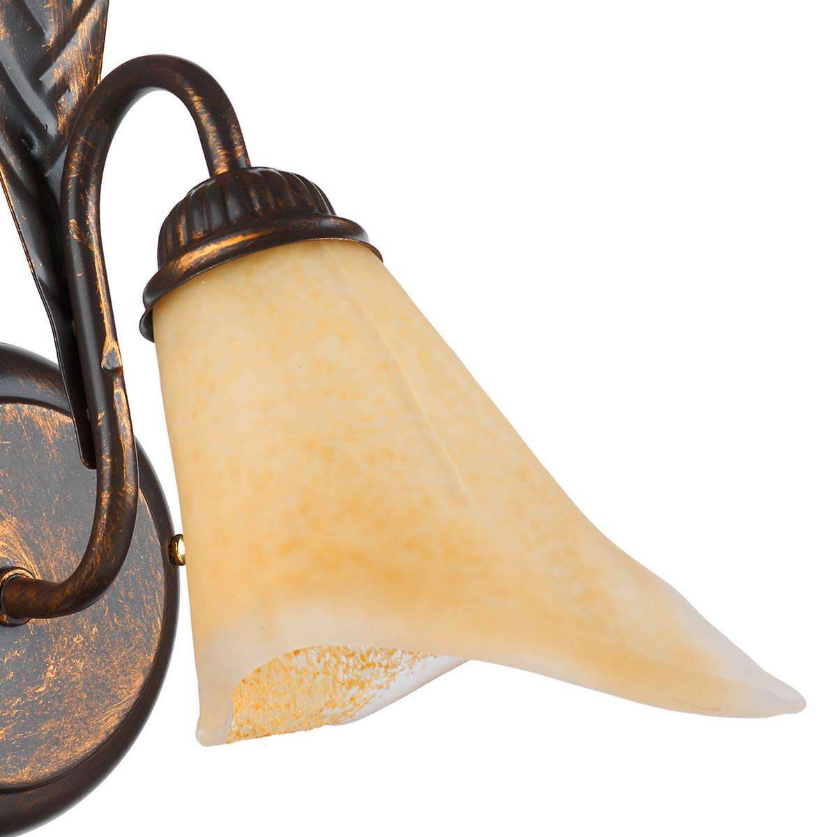 Wandleuchte Alga Bronzefarben max. 6 Watt - Bronzefarben, KONVENTIONELL, Glas/Metall (21/21/32cm)