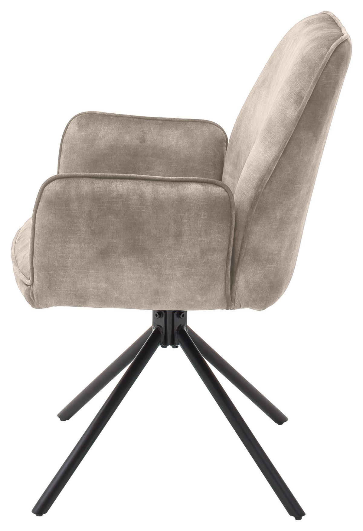 Armlehnstuhl Ottawa Creme/Schwarz - Creme/Schwarz, MODERN, Textil/Metall (60/89/64cm) - Premium Living