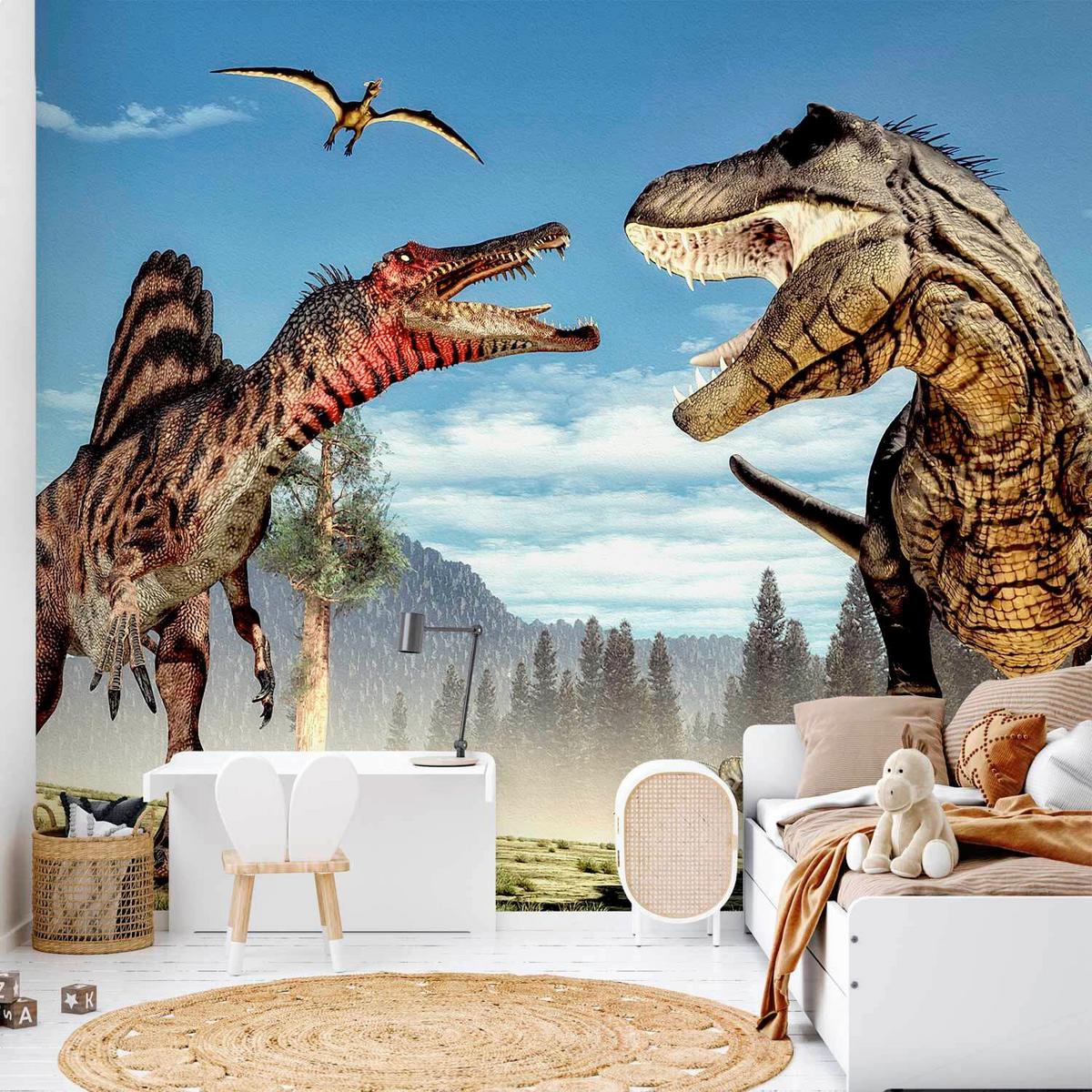 Fotótapéta Fighting Dinosaurs - többszínű, Lifestyle, textil (300/210cm) - artgeist