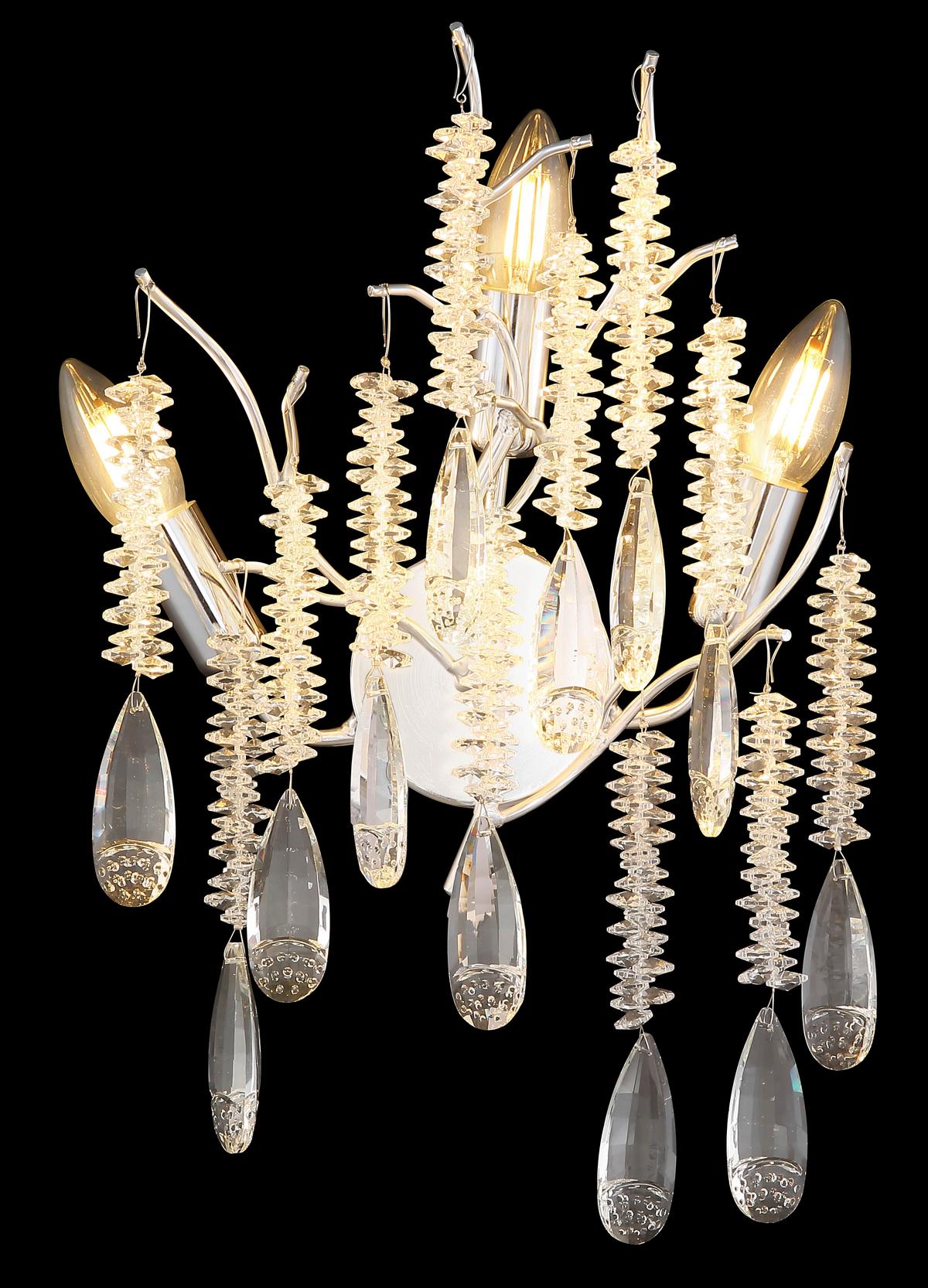 Zidna Svjetiljka Kinga - srebrne boje/prozirno, Konvencionalno, staklo/metal (35/47cm) - Globo