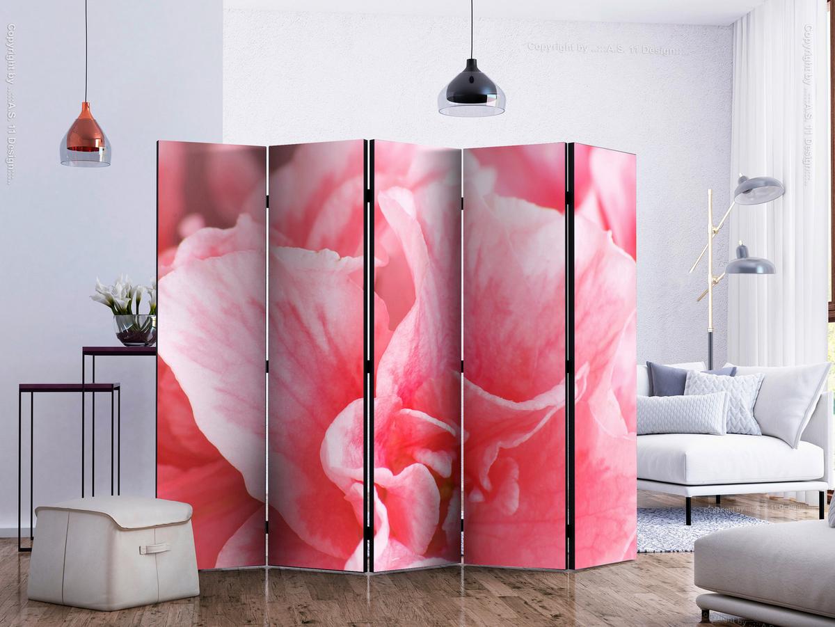 Paravan Pink Azalea Flowers I, 5-Delni, Dvostranski - pink/bela, Basics, tekstil/les (225/172/3cm) - artgeist