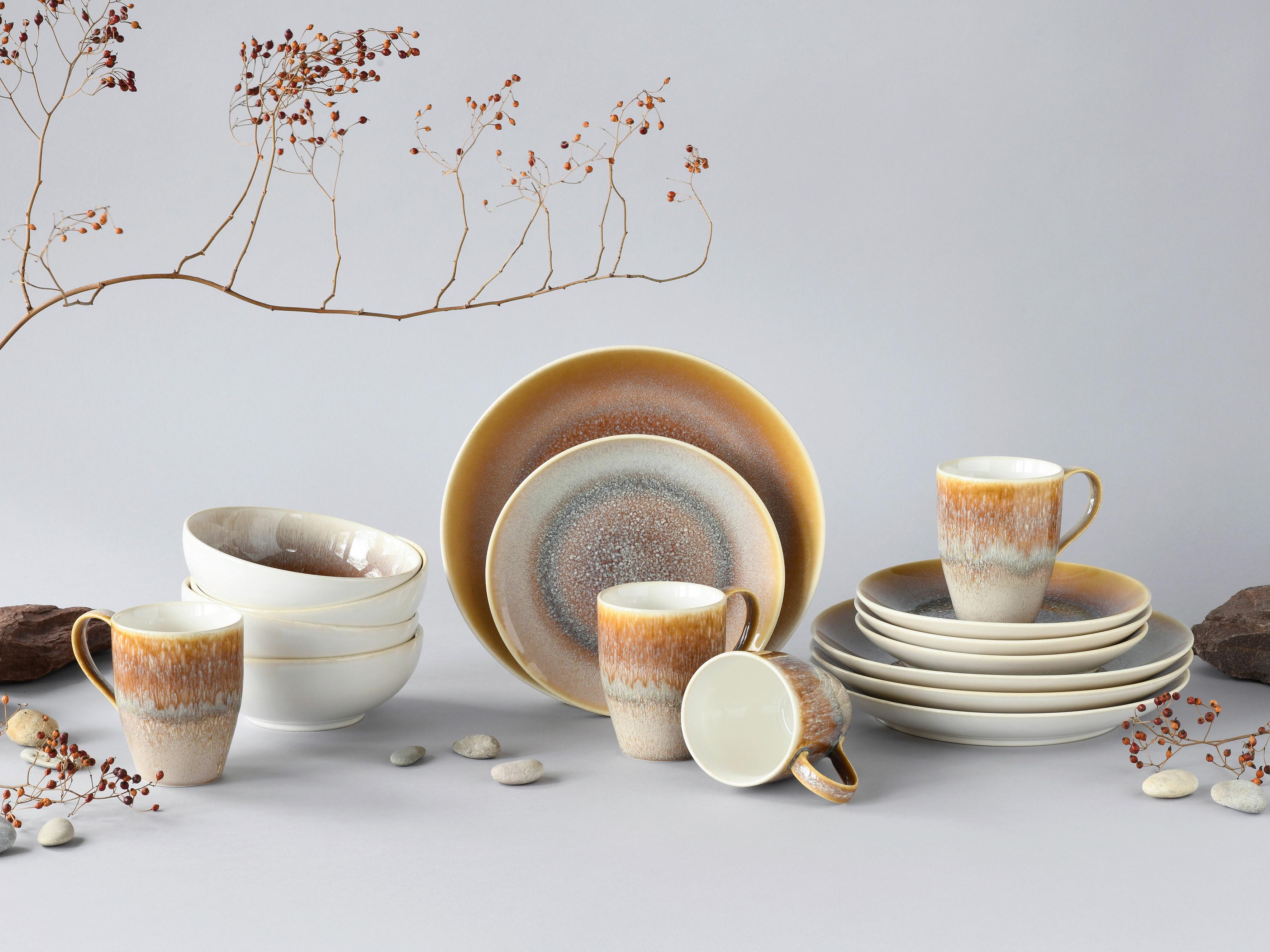 Kombinirani Servis Caldera Sand, 16-Delni - bela/peščene barve, Basics, keramika - Creatable