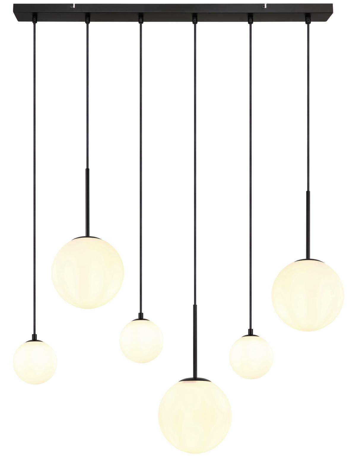 HÄNGELEUCHTE 15168-6 - Schwarz, Konventionell, Glas/Metall (91/20/117cm) - Globo