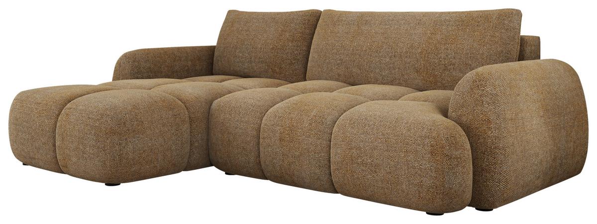 Sarokkanapé Wind - aranybarna/barna, Modern, textil (183/68-82/273cm) - Premium Living