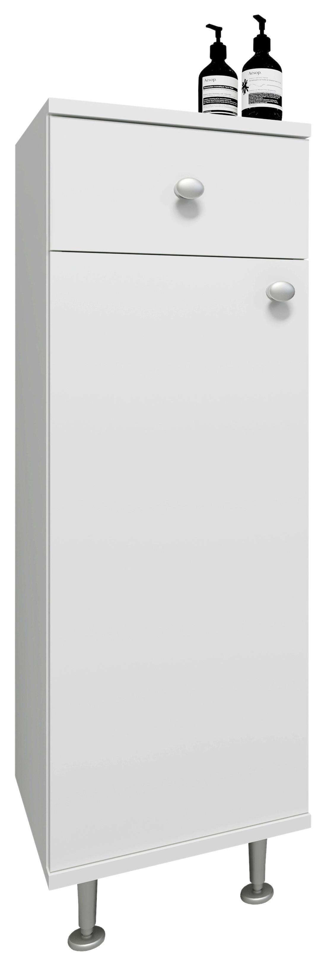 Spodnja Omarica Nilosi, Bela - srebrne barve/bela, Moderno, umetna masa/leseni material (30/95/30cm) - MID.YOU