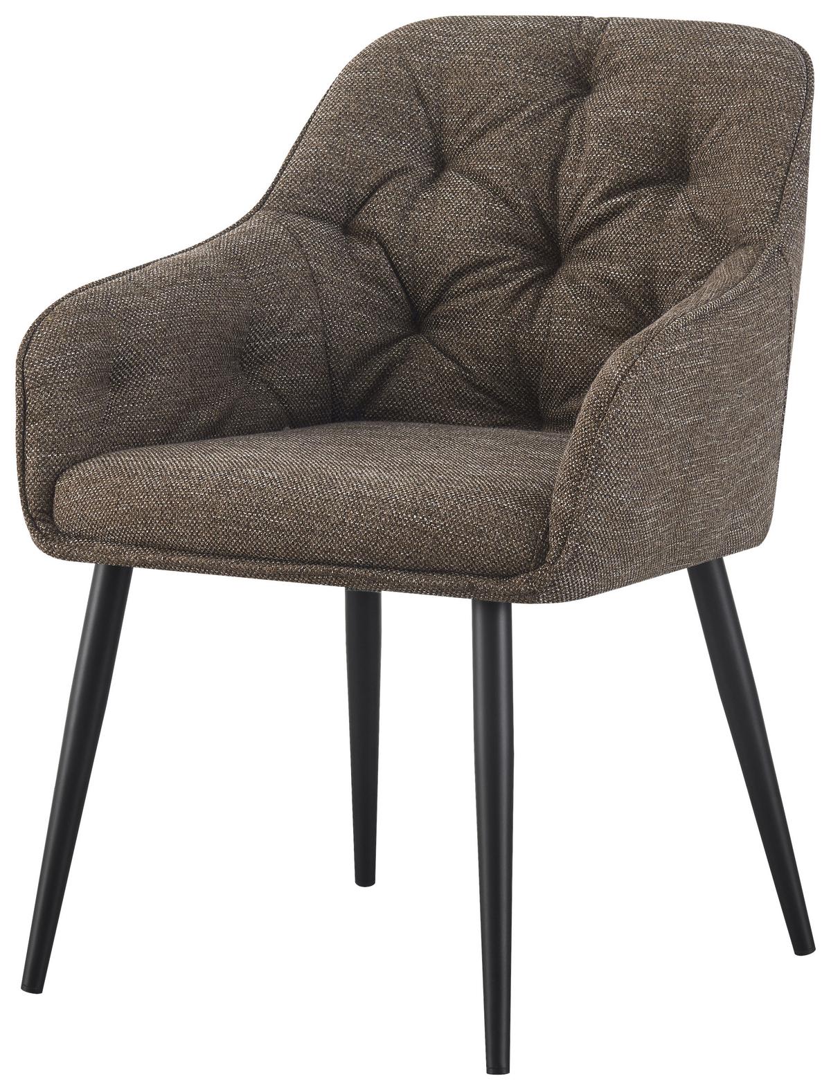 KRZESŁO Z PODŁOKIETNIKAMI KIMMY -EXKLUSIV- - czarny/brązowy, Design, metal/tkanina (56/82/61,5cm) - Novel