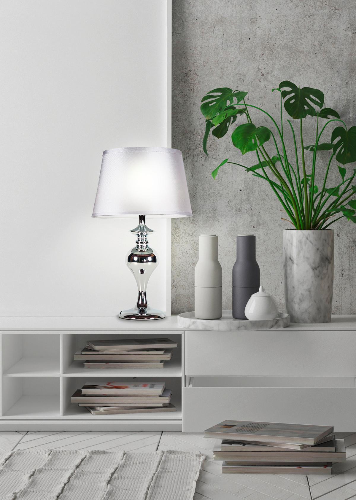 Stolna Svjetiljka 41-03676 - boje kroma, Konvencionalno, metal/tekstil (24/24/40cm)