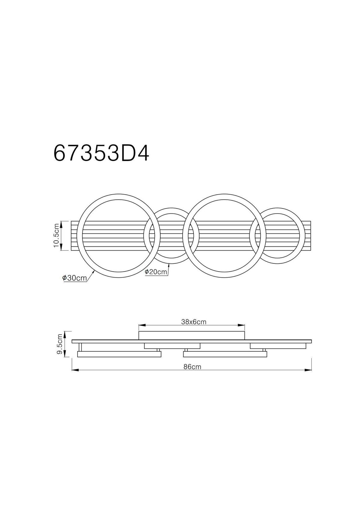 LED-DECKENLEUCHTE 67353D4 TISHA - Weiss/Dunkelbraun, Natur, Holzwerkstoff/Kunststoff (86/30/9,5cm) - Globo