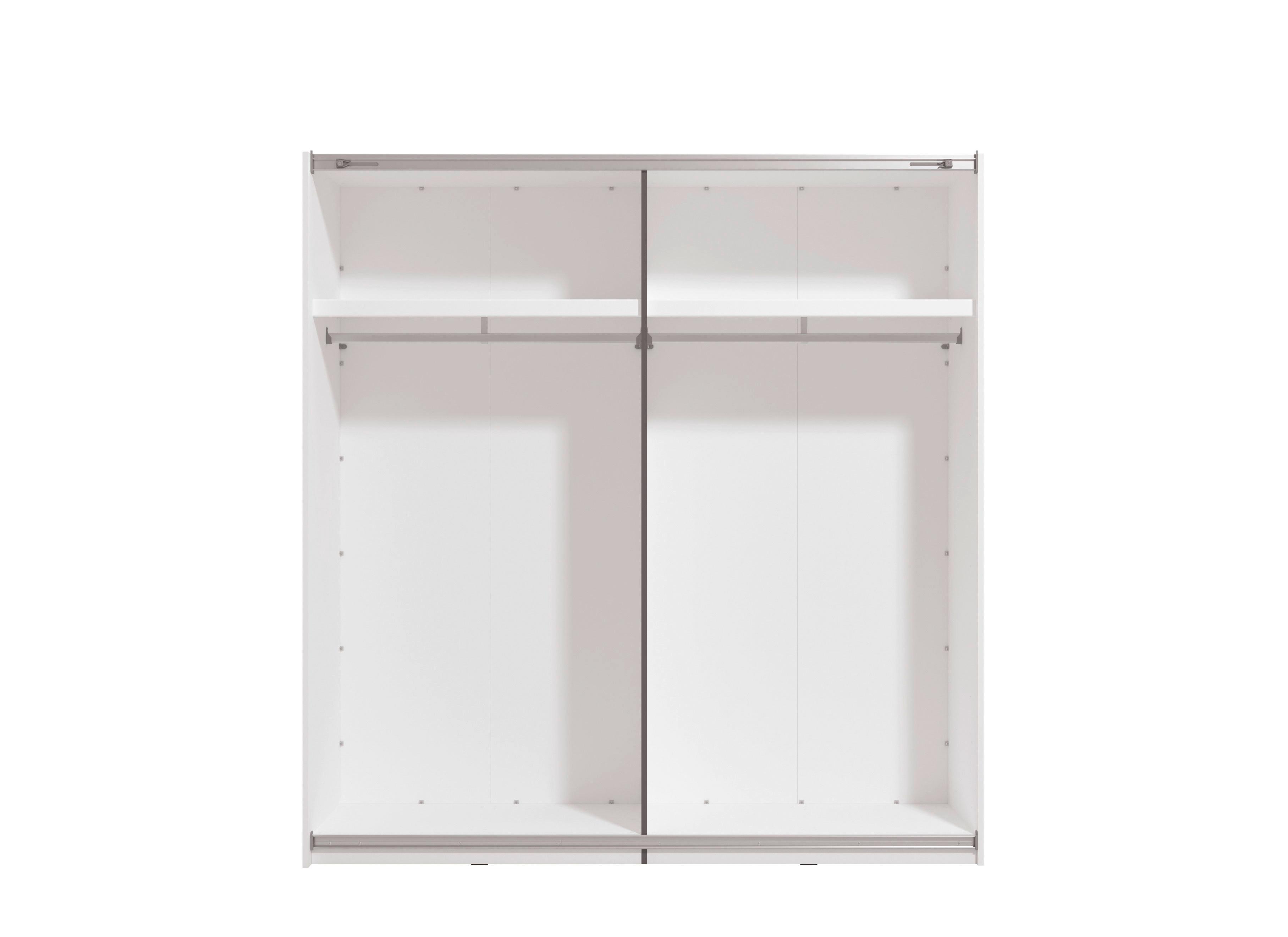 GARDEROB MED SKJUTDÖRRAR GARD 200 -TOP- - vit/svart, Klassisk, metall/trämaterial (195/217/61cm) - Mömax