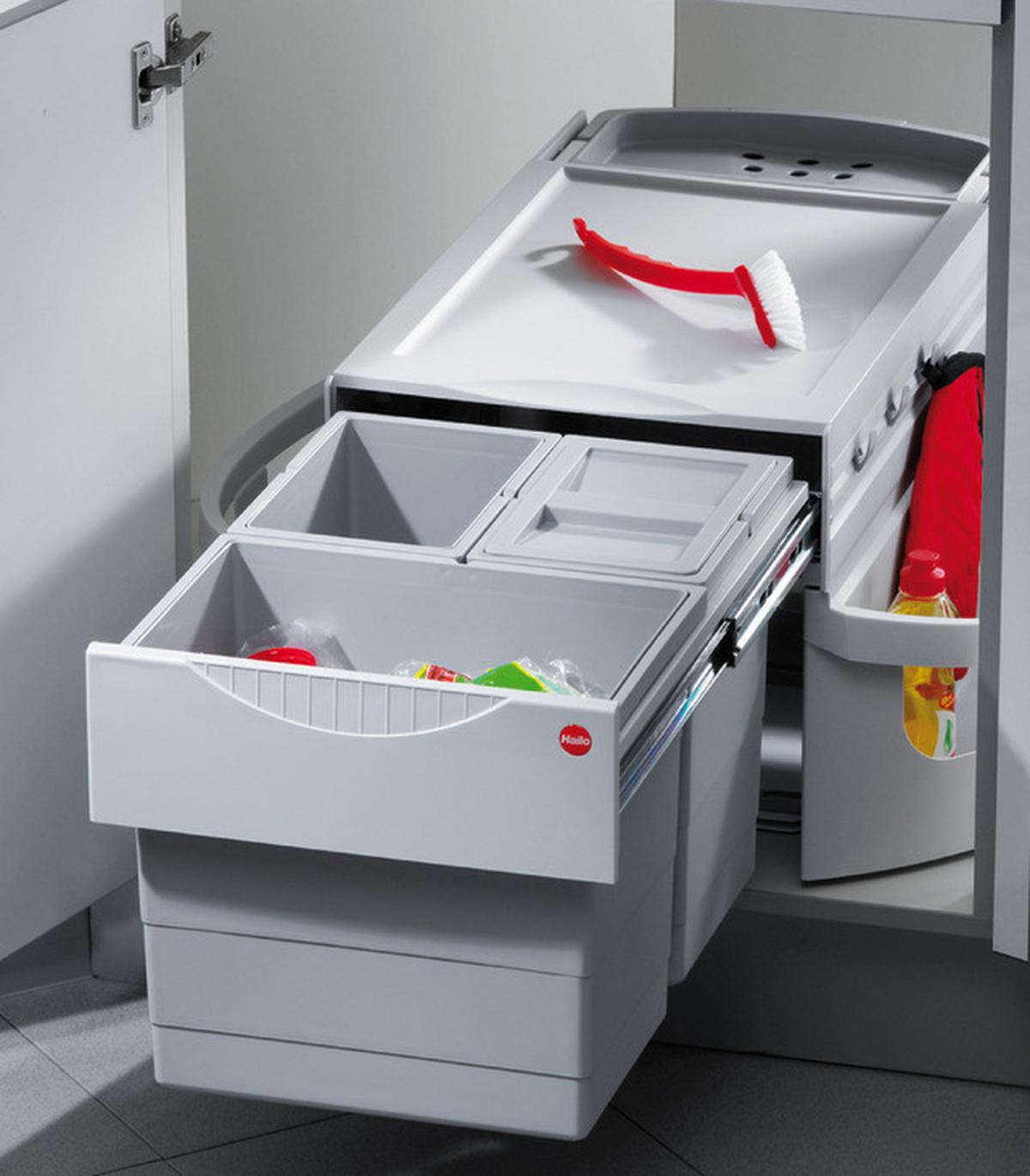 Einbauabfallsammler RONDO 3646-13 - Silberfarben/Weiß, Kunststoff - HKT