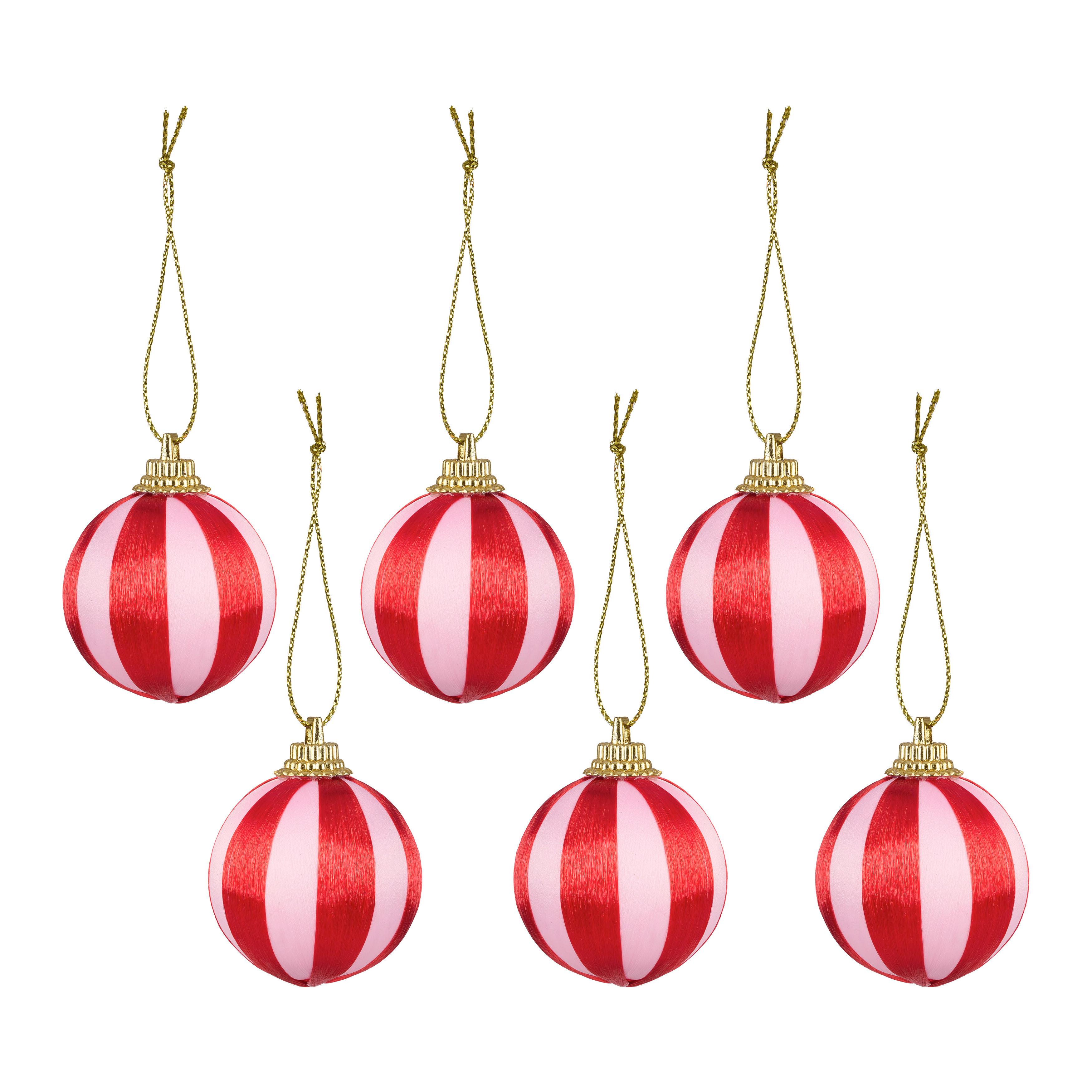Christbaumkugel-Set Lucia Rot/Hellrosa 6 Stk. - Hellrosa/Rot, Kunststoff (4cm) - Mömax