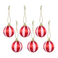 Christbaumkugel-Set Lucia Rot/Hellrosa 6 Stk. - Hellrosa/Rot, Kunststoff (4cm) - Mömax
