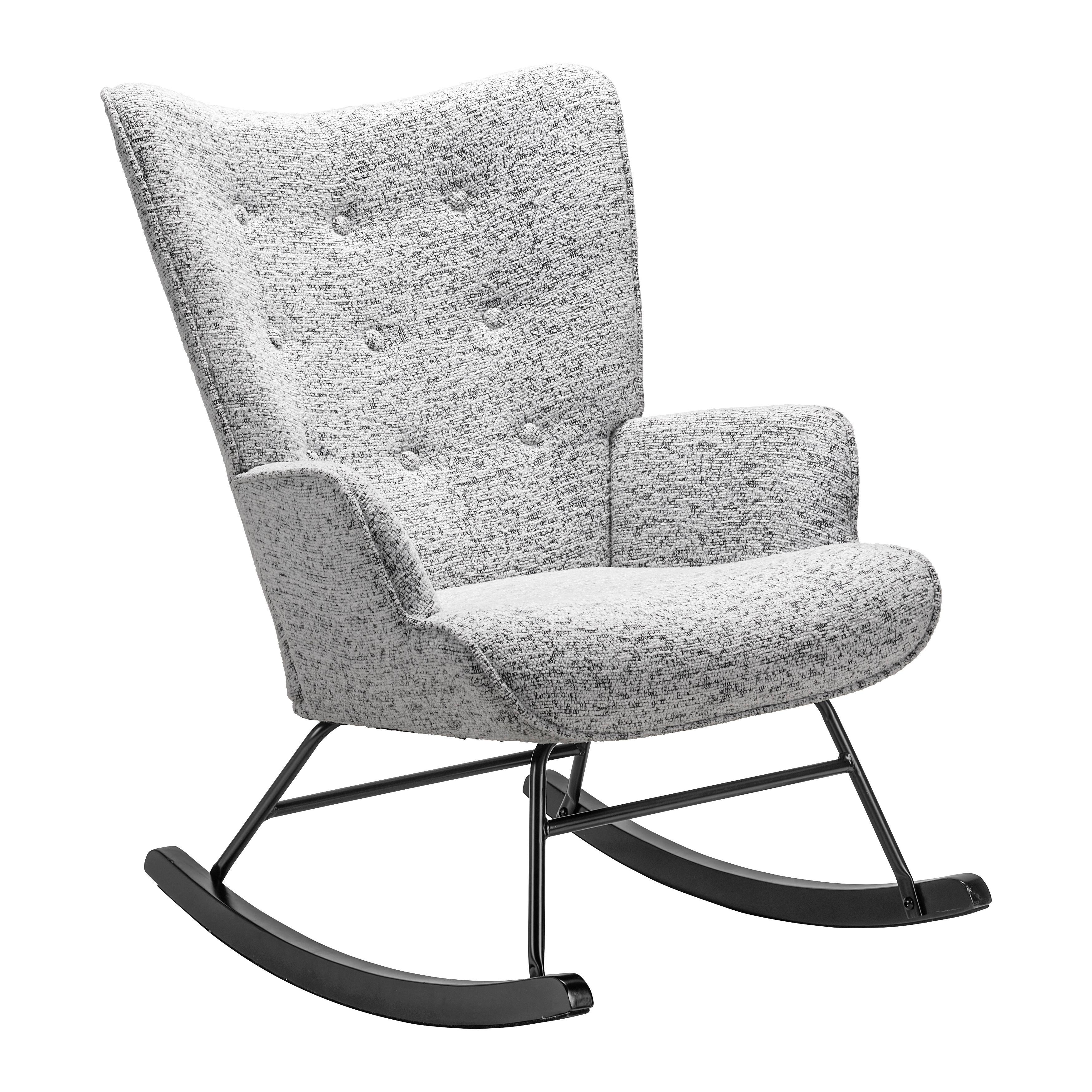 Schaukelsessel Rock Hellgrau - Hellgrau/Schwarz, MODERN, Holz/Textil (66/90/77cm) - Mömax