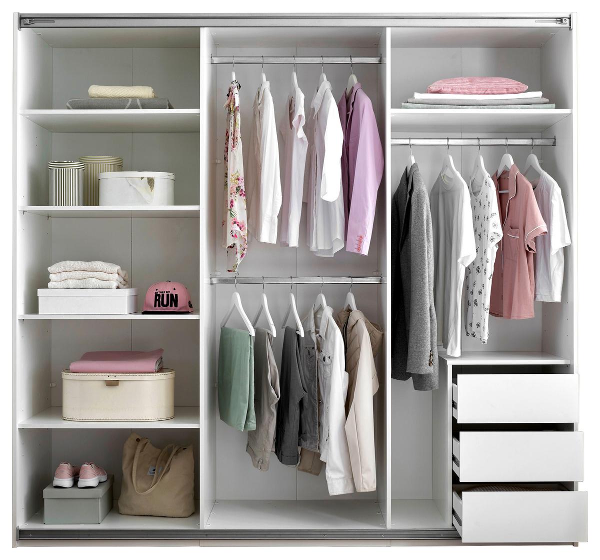 Ormar S Kliznim Vratima Carano - bijela/boje aluminija, Konvencionalno, staklo/drvni materijal (215/204/63cm) - Modern Living