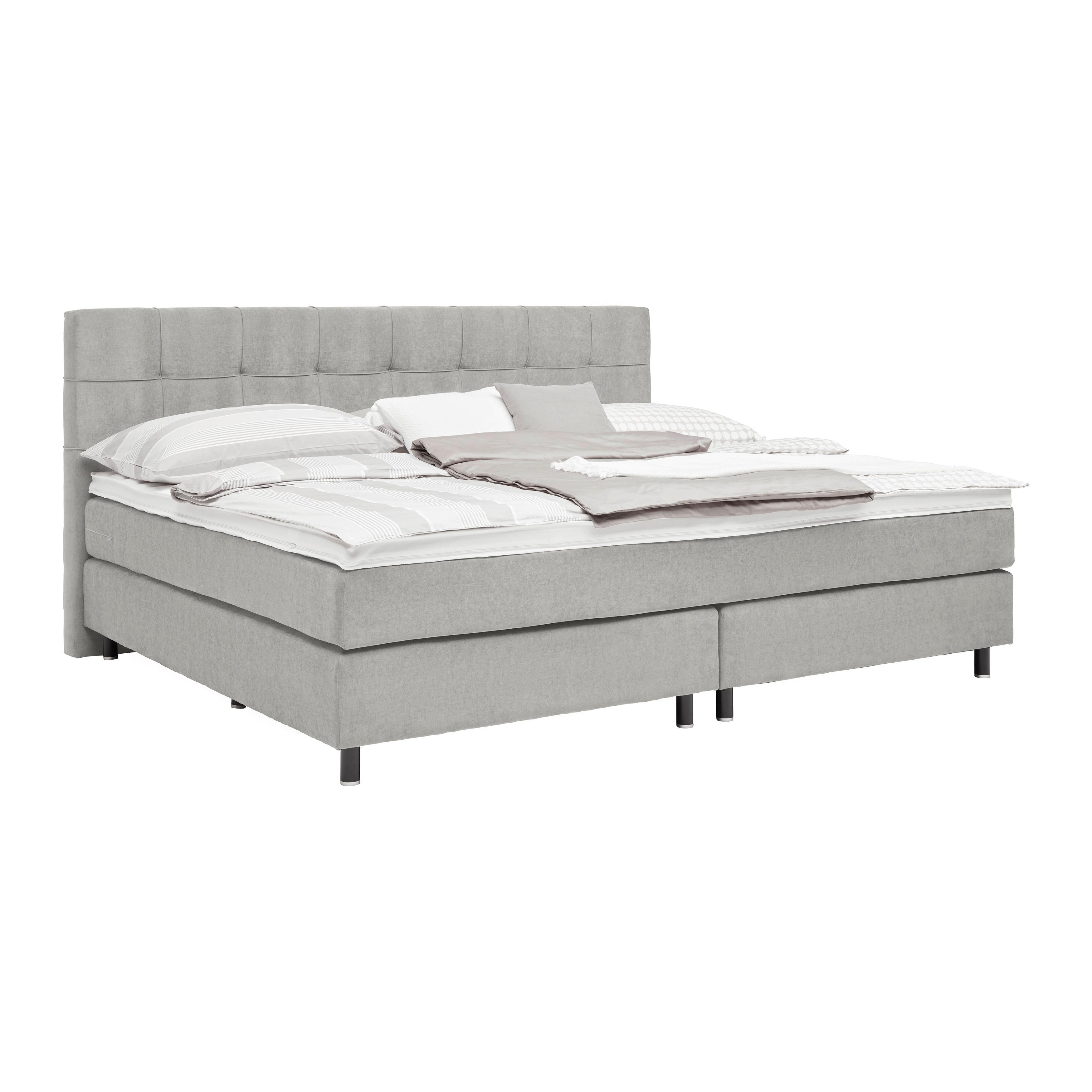 Boxspringbett Primo Hellgrau ca. 220x200cm - Hellgrau, KONVENTIONELL, Holz/Holzwerkstoff (220/200cm) - Premium Living