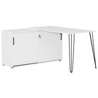 Eckschreibtisch Ekko Weiß/Schwarz - Schwarz/Weiß, MODERN, Holzwerkstoff/Metall (145/129,5/73,8cm) - MID.YOU