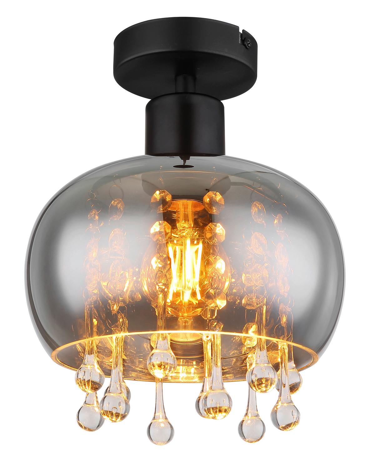 Stropna Svetilka 15839d Corry - črna/prozorno, Trend, kovina/steklo (21/25cm) - Globo