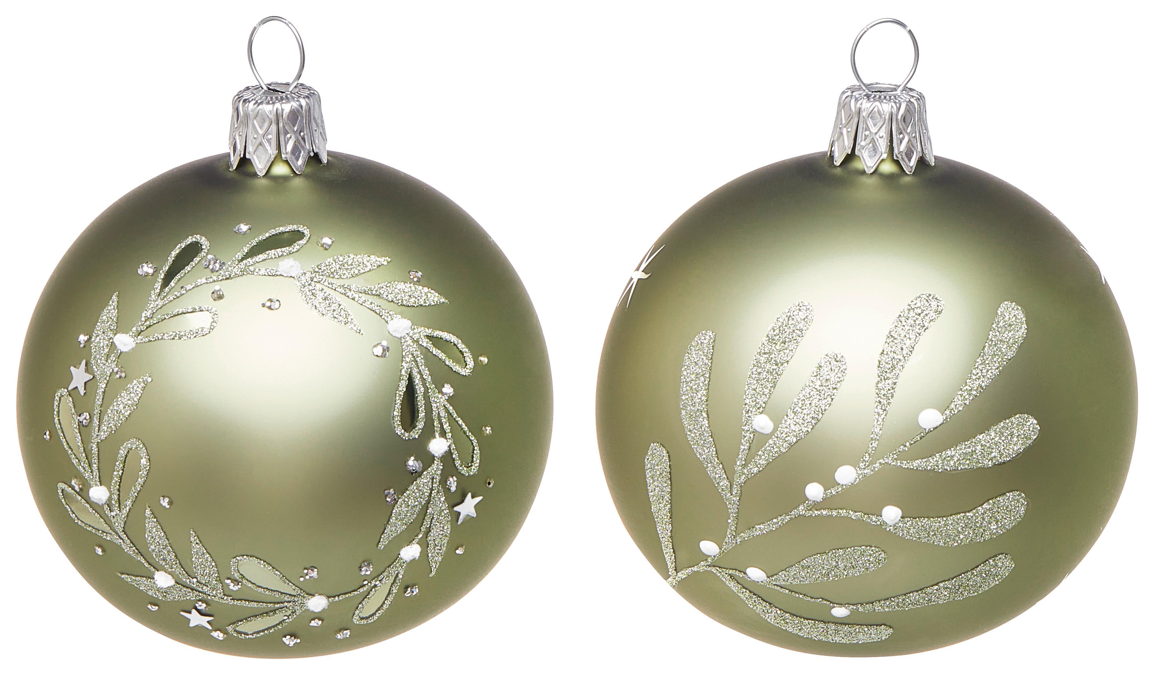 Christbaumkugel Isra in Grün, 2 Stück - Grün, Glas/Metall (7cm) - Modern Living