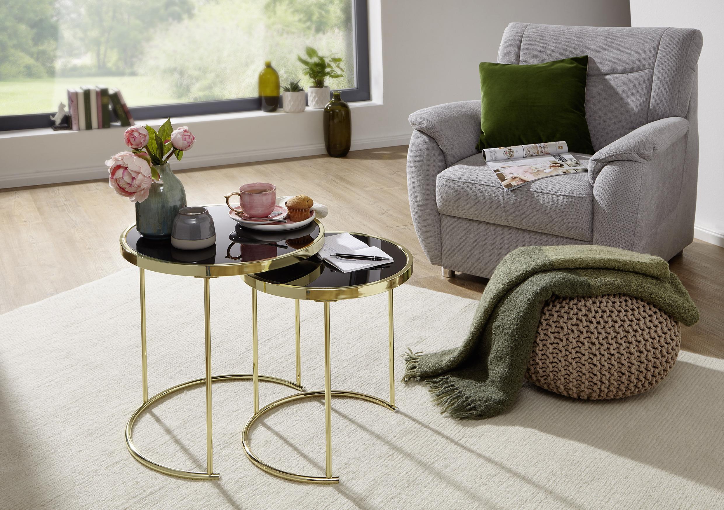Set Miz Cora - zlate barve, Design, kovina/steklo (42/42/45cm) - MID.YOU