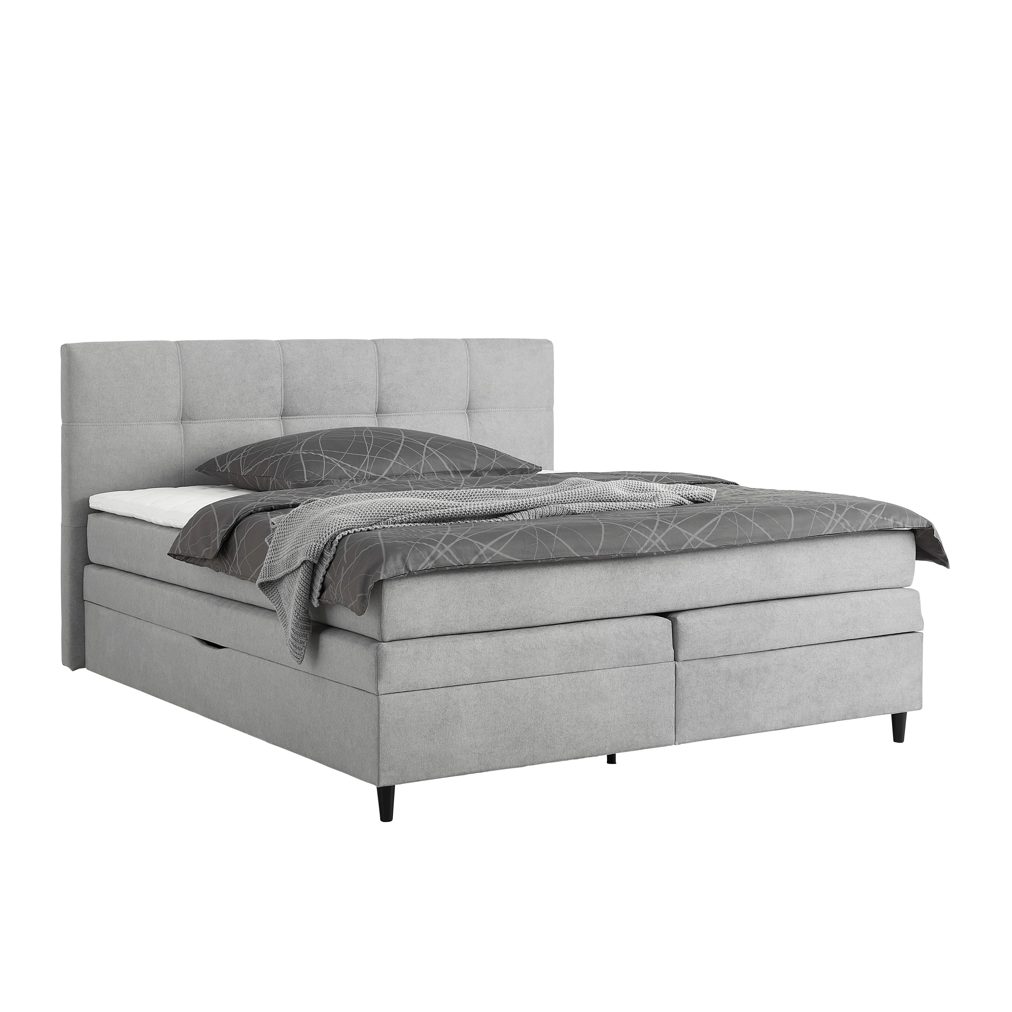 Boxspringbett Miami in Grau ca. 160x200cm - Schwarz/Grau, KONVENTIONELL, Holz/Holzwerkstoff (160/200cm) - Mömax