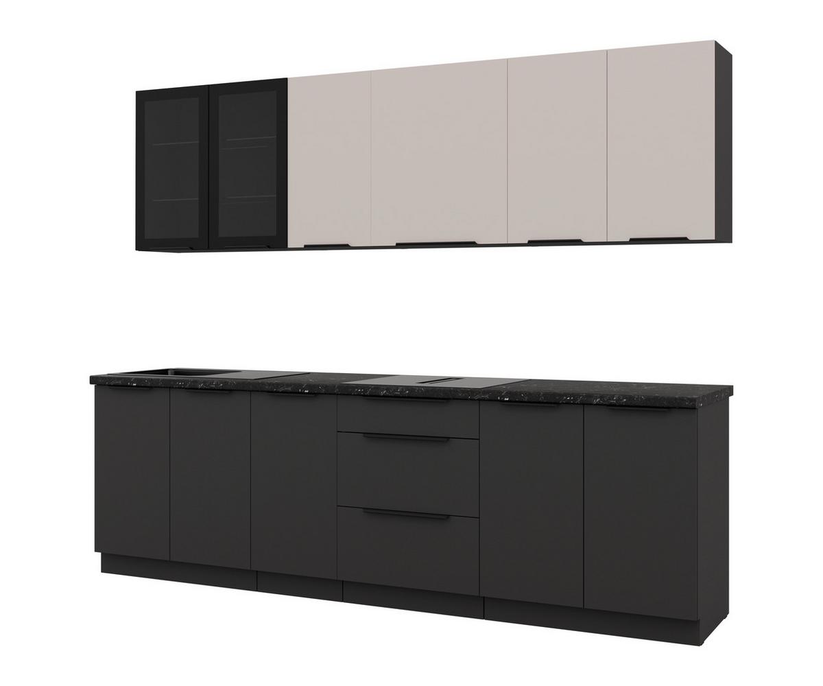 Blok Kuhinja Arona/siena - kašmir/crna, Moderno, staklo/metal (260/210/60cm) - Modern Living