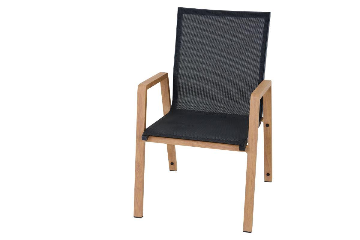 Stapelsessel Catania Grau/Teakfarben - Anthrazit/Grau, Basics, Kunststoff/Metall (67,5/90/56cm) - Siena Garden