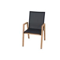 Stapelsessel Catania Grau/Teakfarben - Anthrazit/Grau, Basics, Kunststoff/Metall (67,5/90/56cm) - Siena Garden
