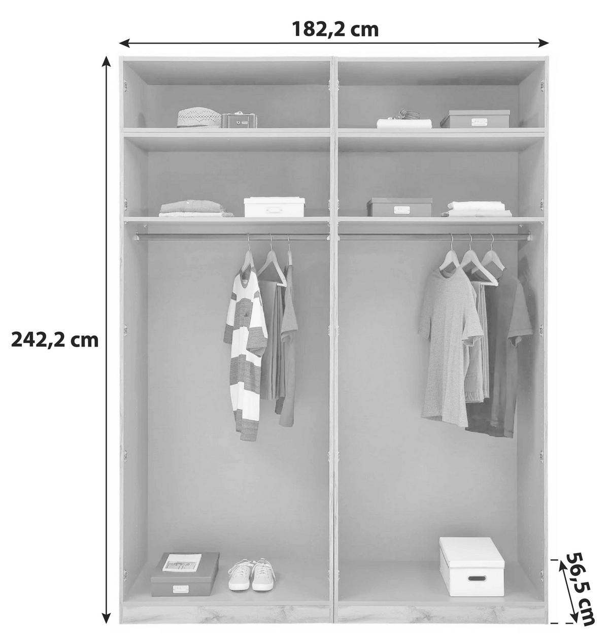 Dulap deschis Unit - antracit, Modern, material pe bază de lemn (182,2/242,2/56,5cm) - Ondega