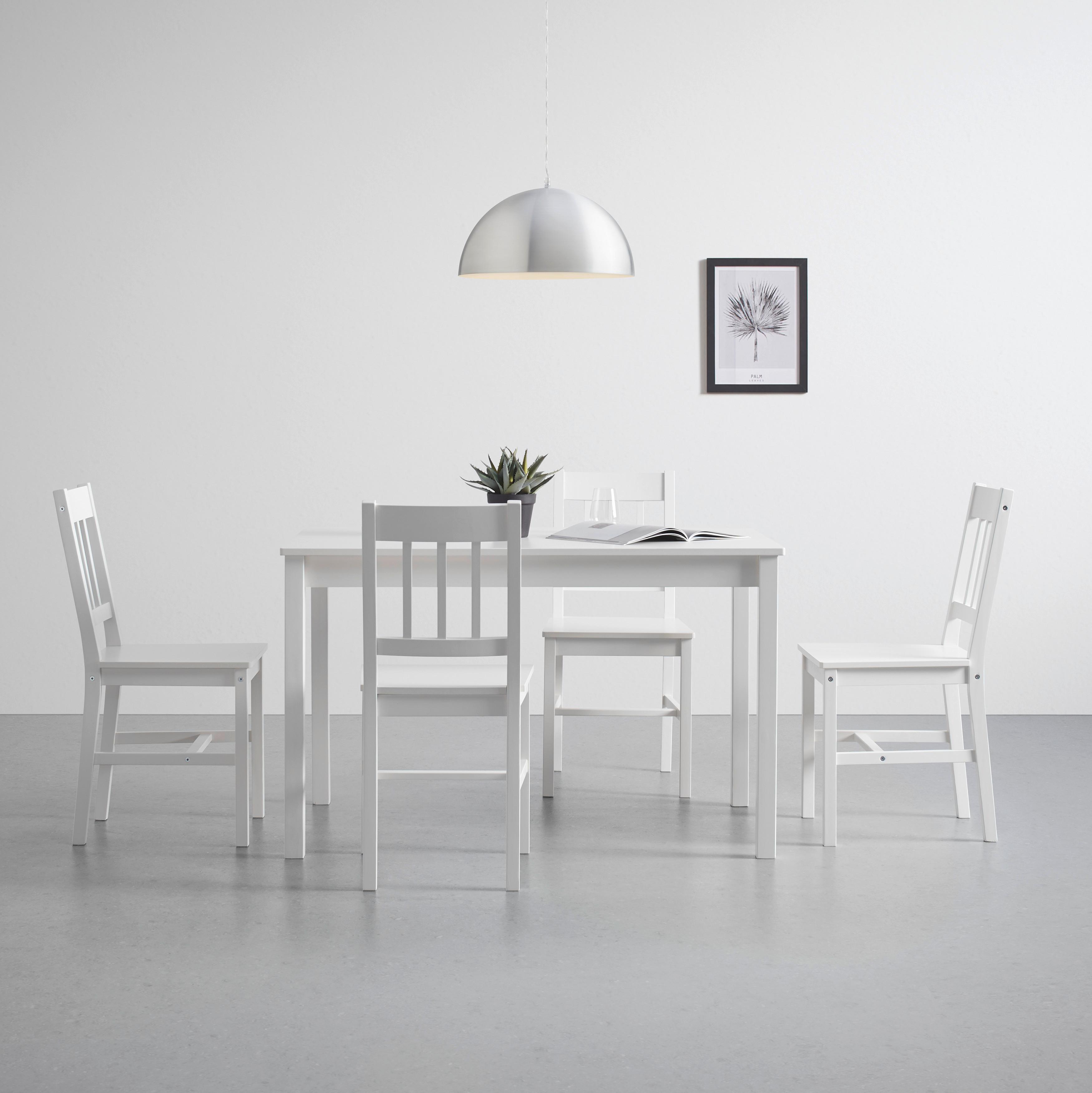 Sitzgruppe Massivholz "Amira", aus Kiefer - Weiß, MODERN, Holz (118/43/75/40.5/73/86cm) - Bessagi Home