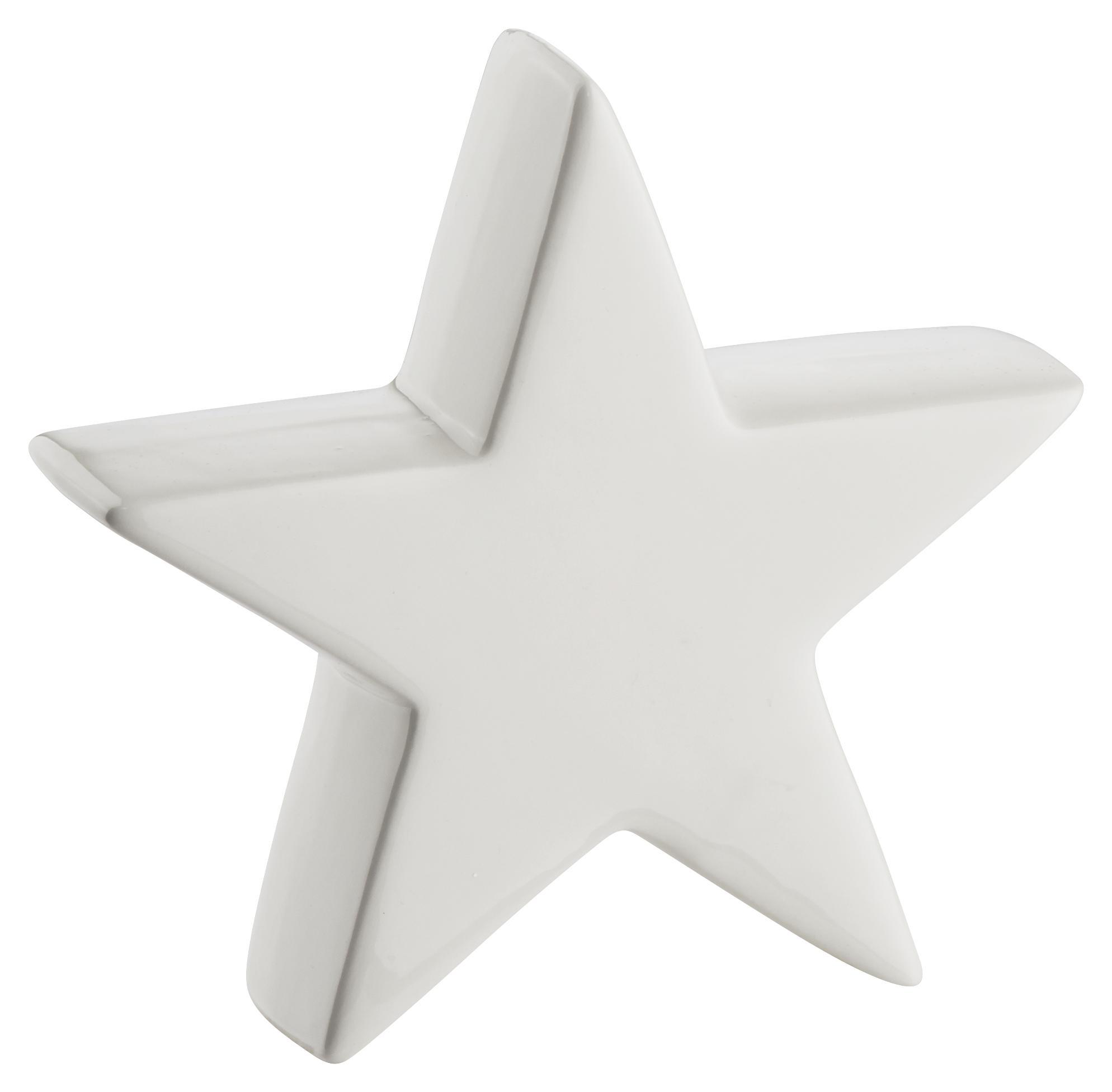 Dekostern Luise aus Porzellan - Weiß, Keramik (13.4/13.2/4cm) - Mömax modern living