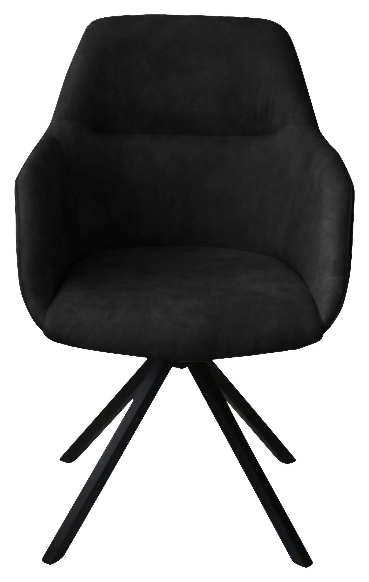 KRZESŁO Z PODŁOKIETNIKAMI VENEDIG - antracytowy/czarny, Design, metal/tkanina (57/85,5/65cm) - Voleo