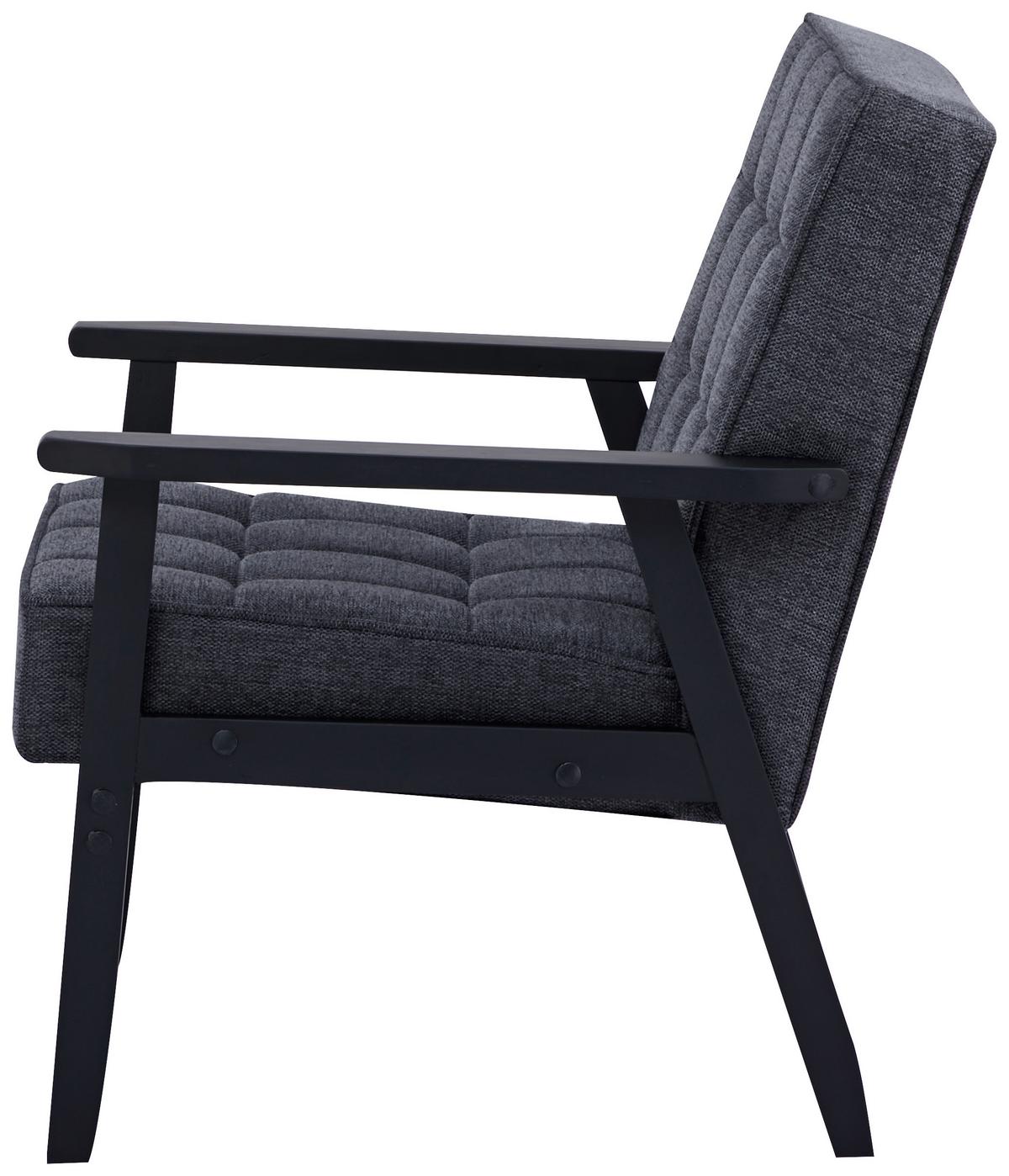 FOTEL JANINA - czarny/szary, Design, drewno/tkanina (64/77,5/67cm) - Ti'me