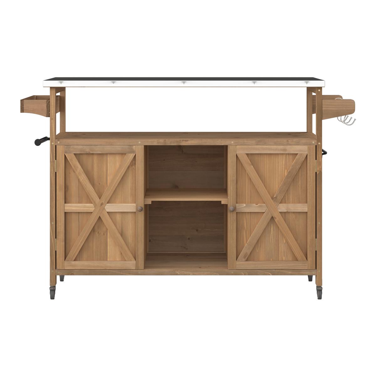 Gartenschrank Ali Tannenfarben aus Echtholz - Tannenholzfarben, MODERN, Holz/Metall (143/92/47cm) - Bessagi Garden