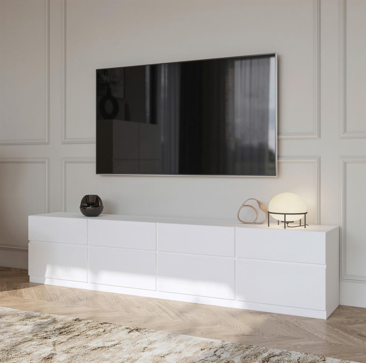 KOMODA NISKA BERN - biały, Design, materiał drewnopochodny (225/52,5/40cm) - MID.YOU