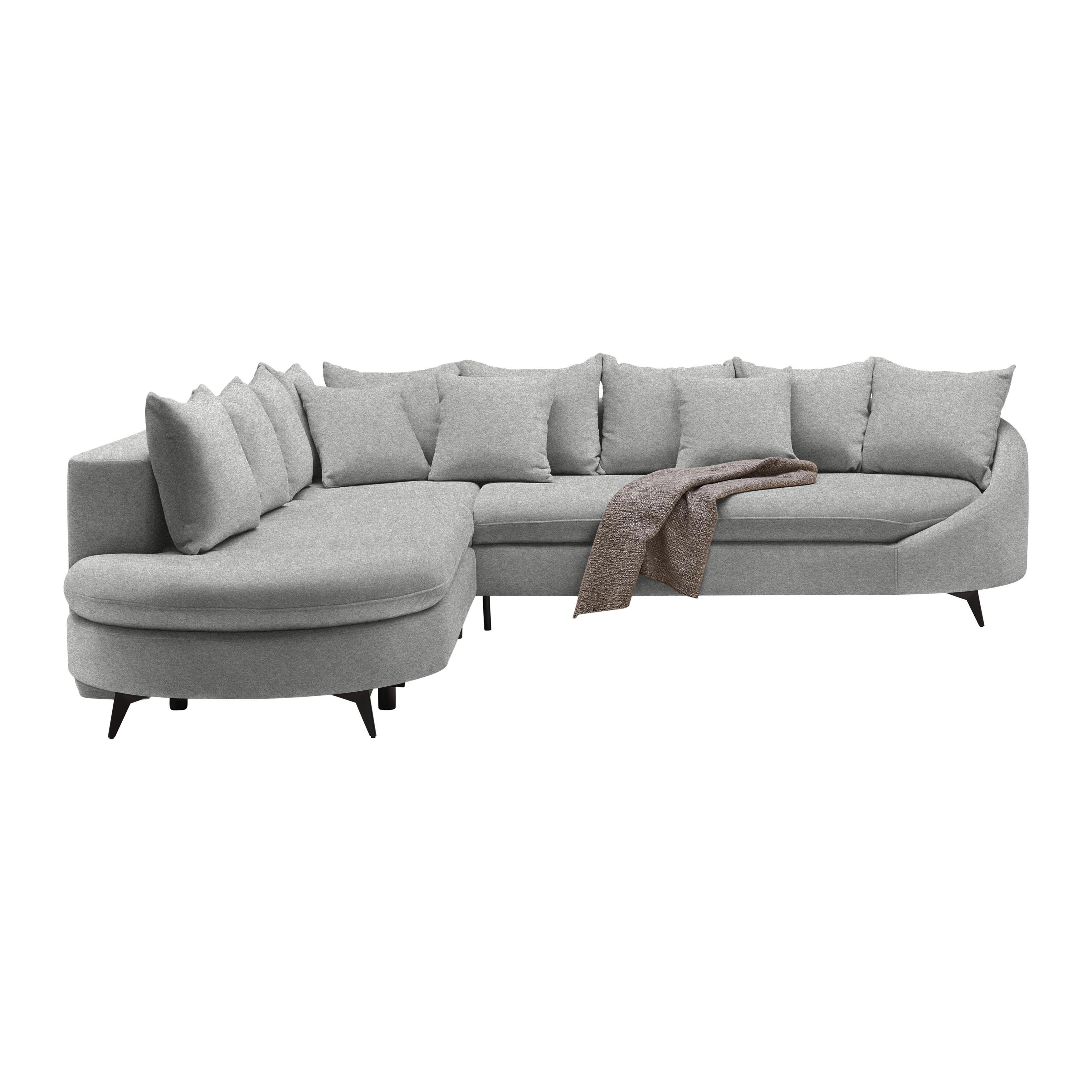 Ecksofa Axel Hellgrau - Hellgrau/Schwarz, MODERN, Textil/Metall (291/250cm) - Mömax