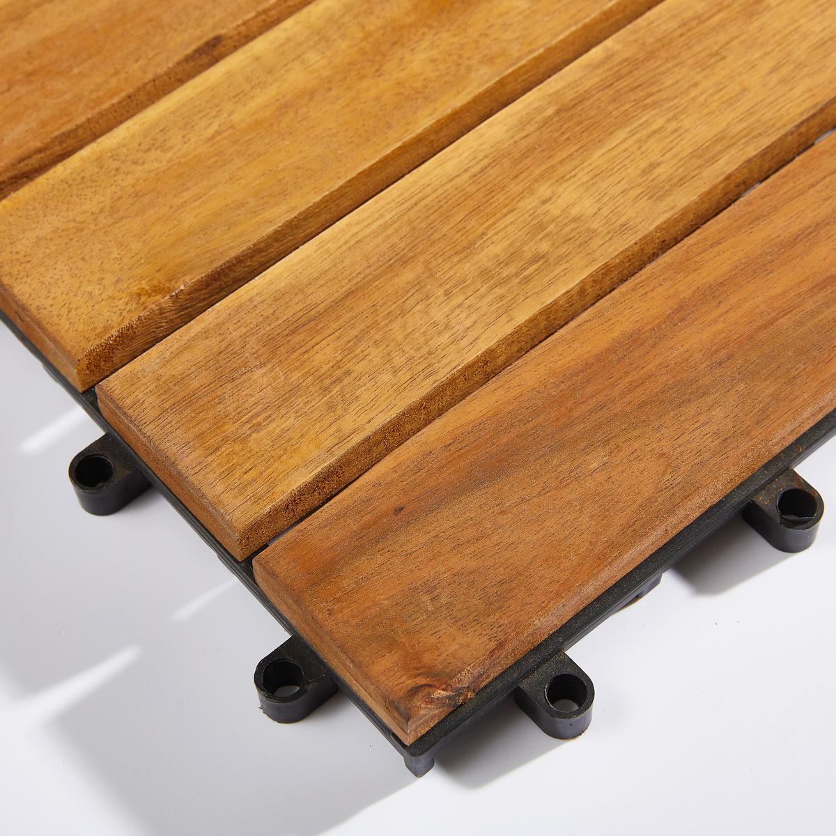 PŁYTKA TARASOWA AKAZIE - kolor akacjowy, Konventionell, tworzywo sztuczne/drewno (30/30/2,2cm) - Ambia Garden