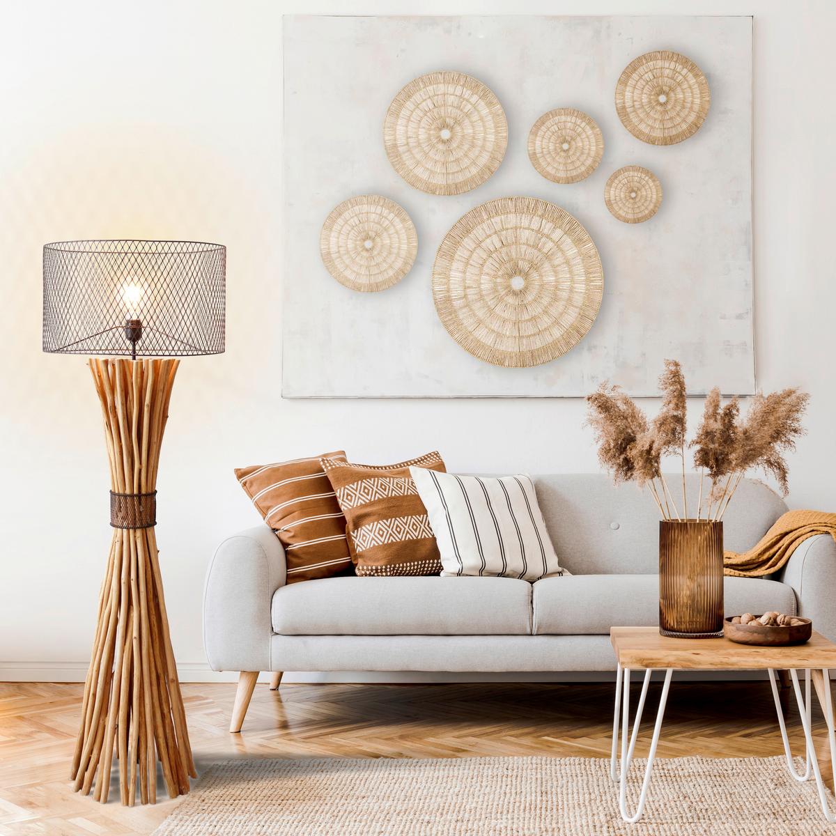 Stoječa Svetilka Driftwood - črna/naravne barve, Design, kovina/les (35/149/35cm) - P & B