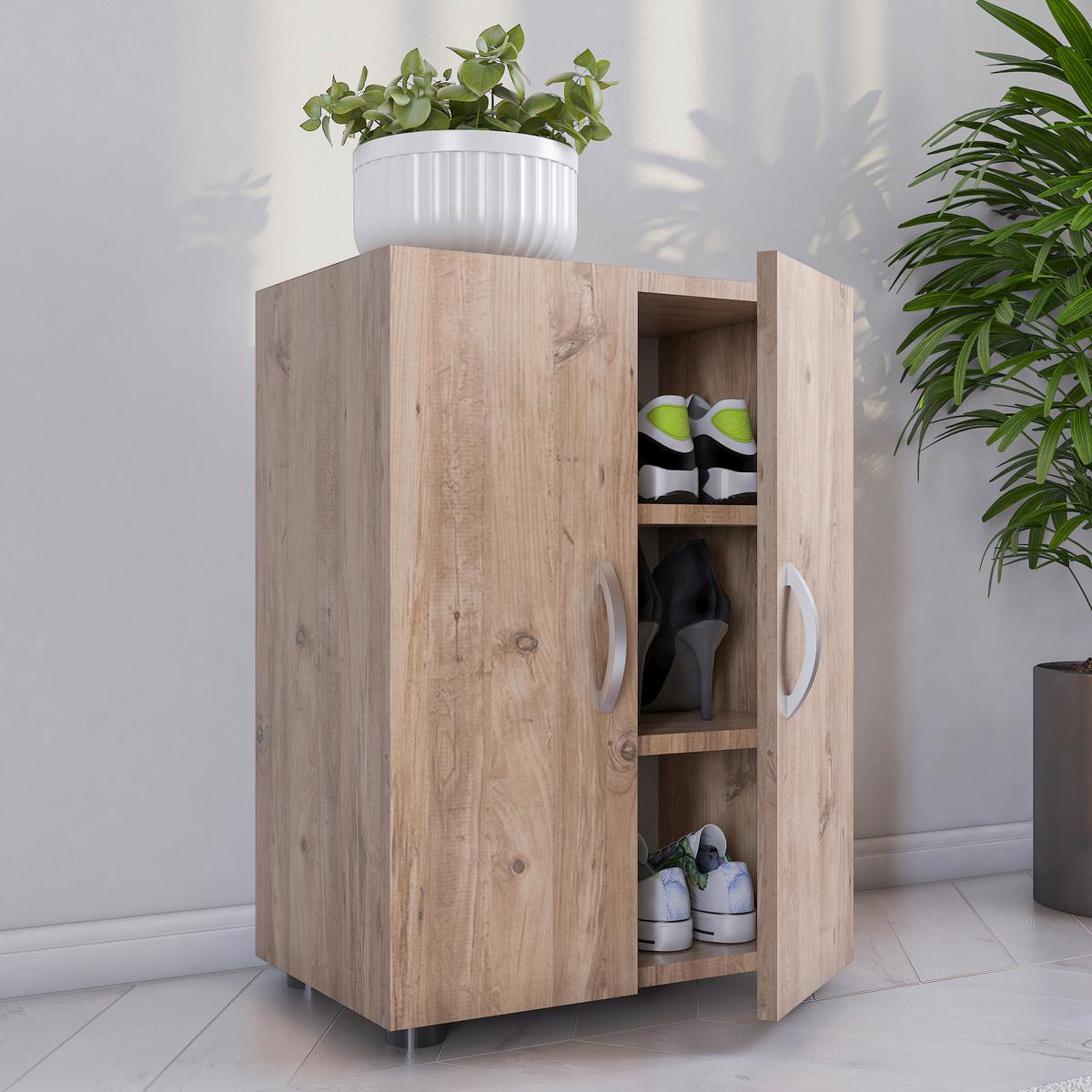 Omara Za Čevlje Ulas, Hrast - siva/barve aluminija, Moderno, kovina/umetna masa (49/74/30cm) - MID.YOU