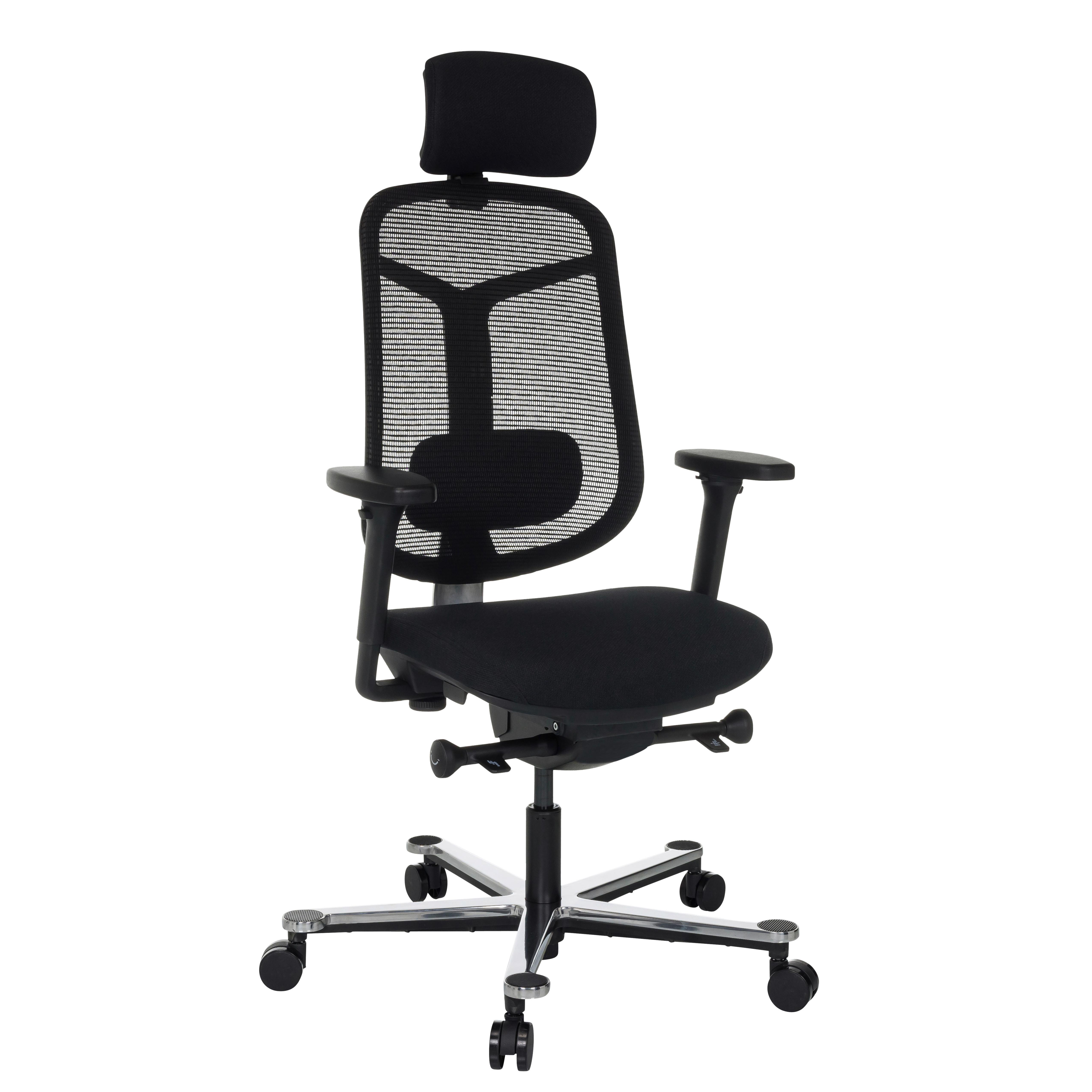 Pisarniški Stol Bicolore High, Črna - srebrne barve/črna, Moderno, kovina/umetna masa (66/118 - 136/60cm) - MID.YOU