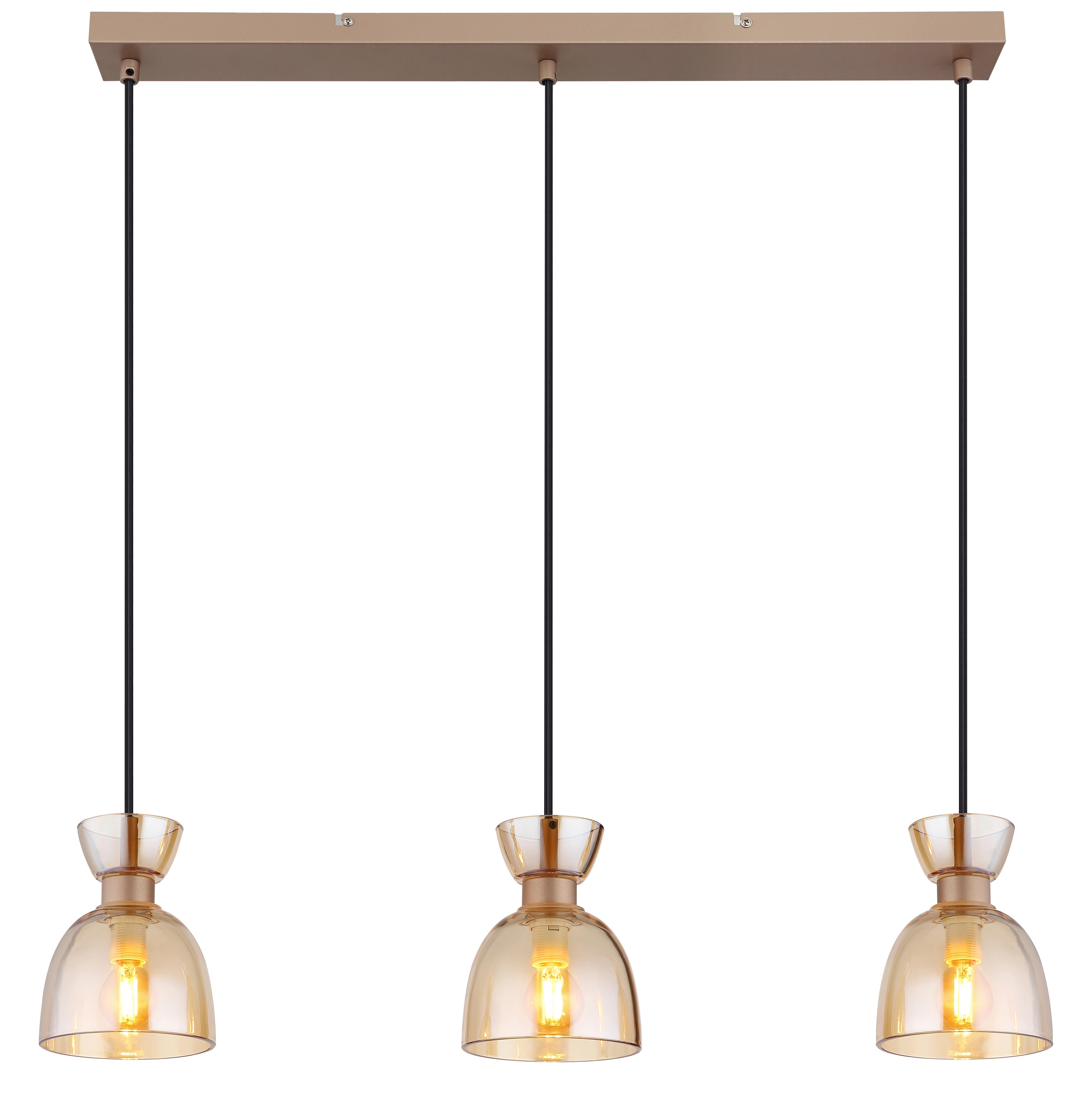Lampă Suspendată Massey - maro/culoare chihlimbar, Design, plastic/sticlă (65/13/120cm) - Globo
