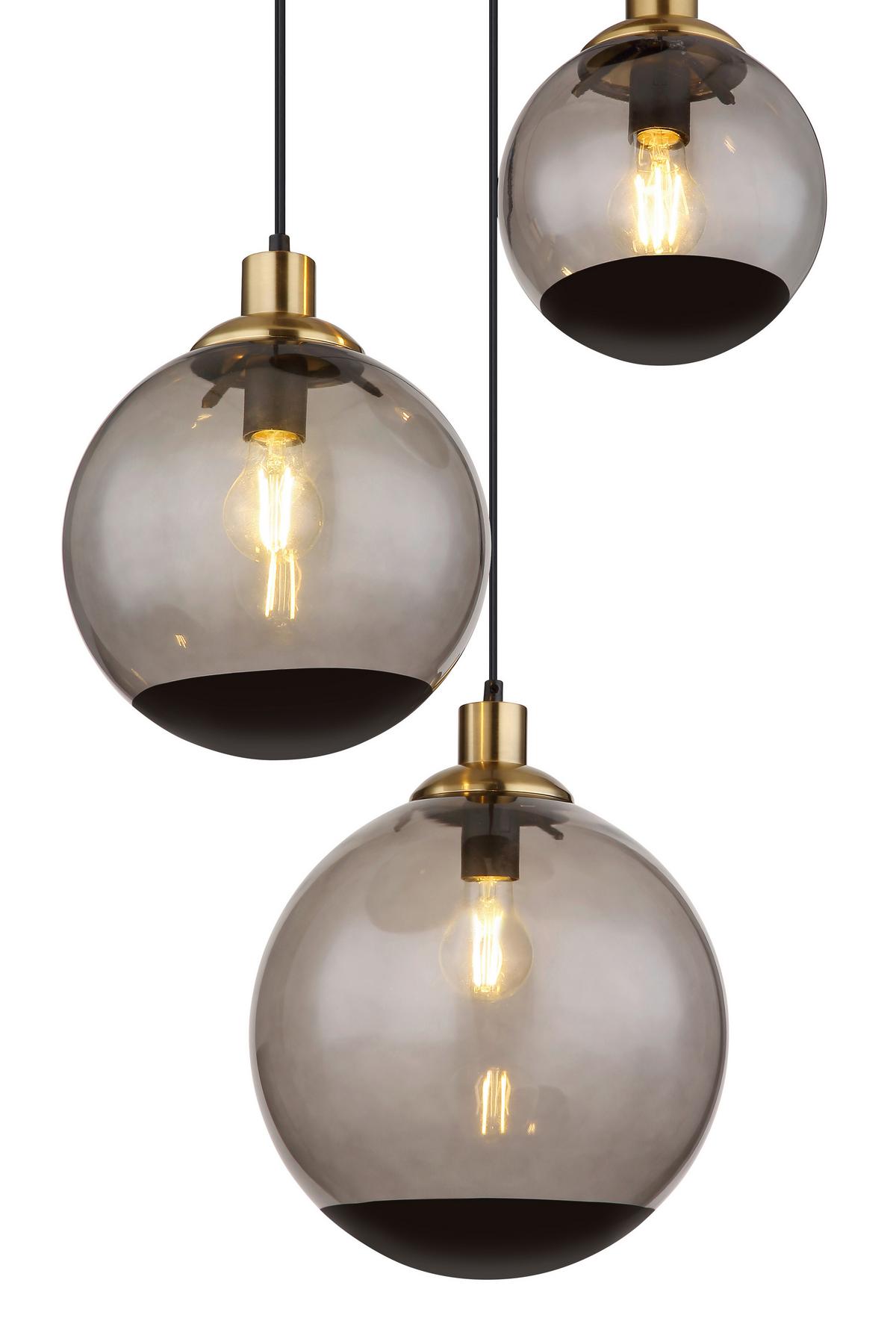 Hängeleuchte Potter Schwarz max. 40 Watt - Messingfarben/Schwarz, Design, Glas/Kunststoff (51/120cm) - Globo
