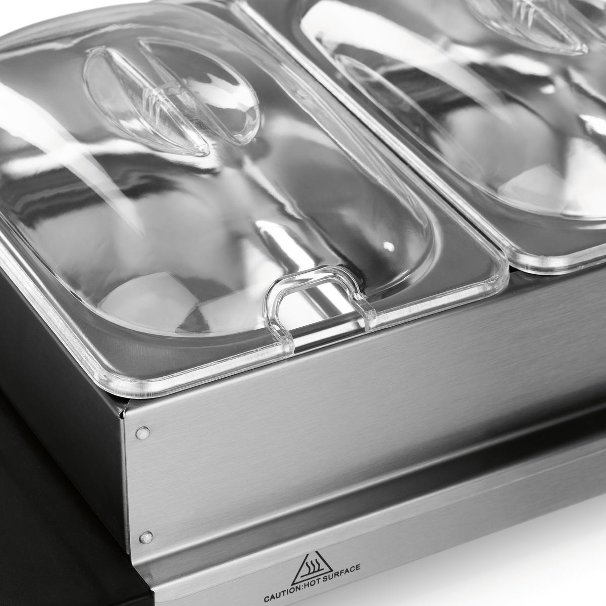 PODGRZEWACZ BUFETOWY 16442 - kolor srebrny/czarny, Basics, tworzywo sztuczne/metal (54,6/14,7/27,8cm) - GOURMETMAXX